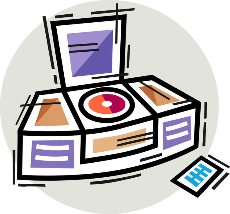 Vector Illustration of Audio Entertainment Portable Personal Stereo Boombox Plays Music Cassettes and CD's