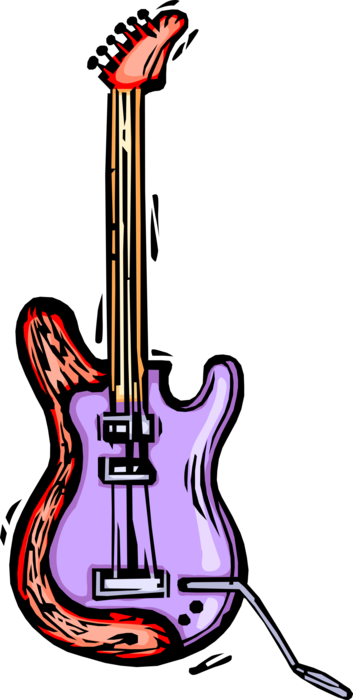 Vector Illustration of Electric Guitar Stringed Musical Instrument