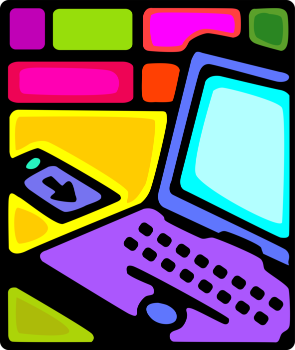 Vector Illustration of Laptop or Notebook Portable Personal Computer