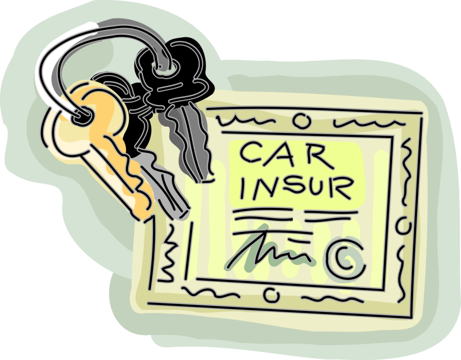 Vector Illustration of Automobile Motor Vehicle Car Insurance Policy with Car Keys