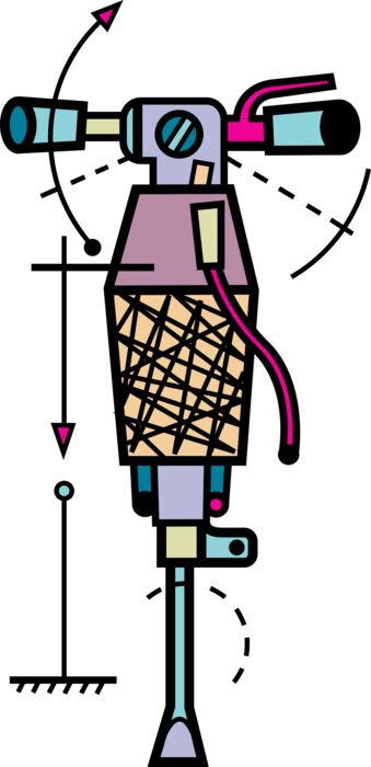 Vector Illustration of Construction Industry Equipment Jackhammer Pneumatic Drill