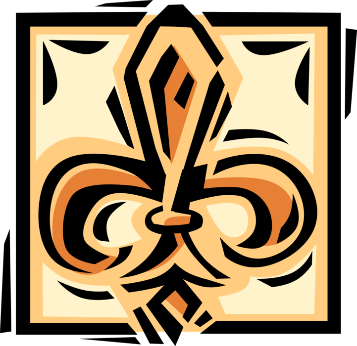 Vector Illustration of Decorative Floral Fleur-de-Lis Stylized Lily in French Heraldry