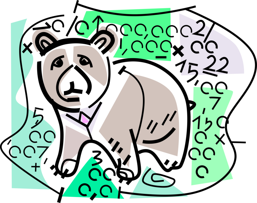 Vector Illustration of Financial Downturn with Stock Market Brown Bear Represents Bear Market on Wall Street
