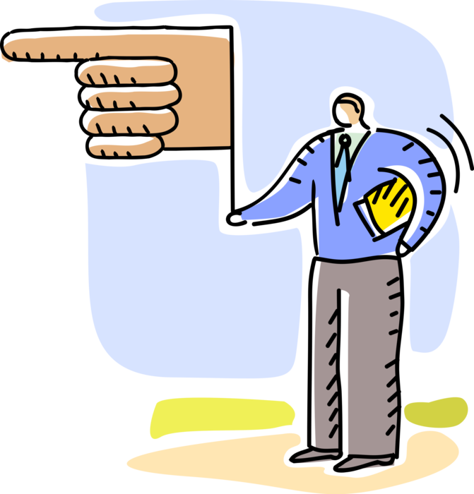 Vector Illustration of Businessman Shows Leadership Pointing the Way for Corporate Direction with Pointing Finger Hand