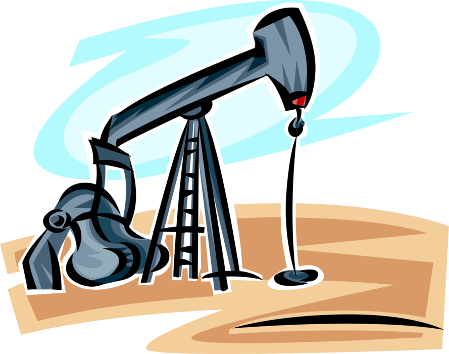 Vector Illustration of Energy Industry Oil Well Pumpjack Reciprocating Piston Pump