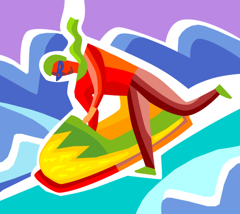 Vector Illustration of Bobsledder in Bobsleigh or Bobsled Race on Iced Track