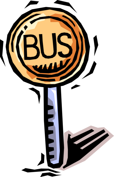 Vector Illustration of Public Urban Transportation City Bus Vehicle Carries Passengers and Commuters