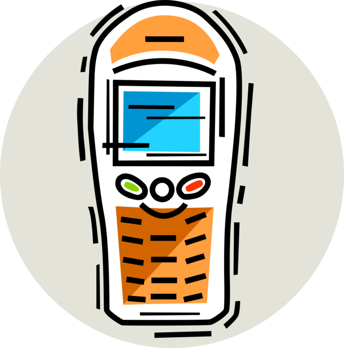 Vector Illustration of Mobile Smartphone Phone Telephone Makes and Receives Calls Over Radio Frequency Carrier