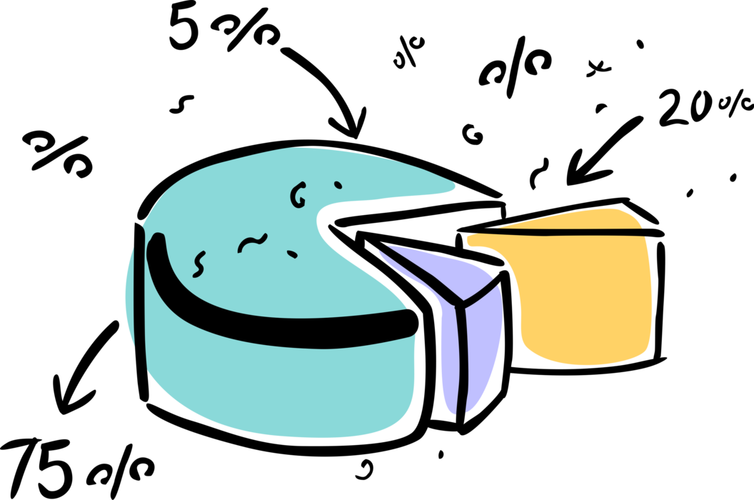 Vector Illustration of Pie Chart Statistical Graphic Divided into Slices to Illustrate Numerical Proportion