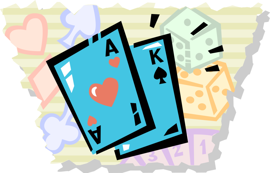 Vector Illustration of Casino and Gambling Games of Chance Playing Cards