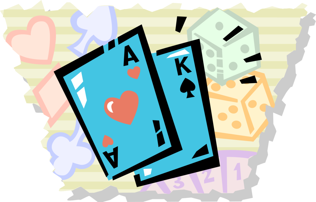 Vector Illustration of Casino and Gambling Games of Chance Playing Cards