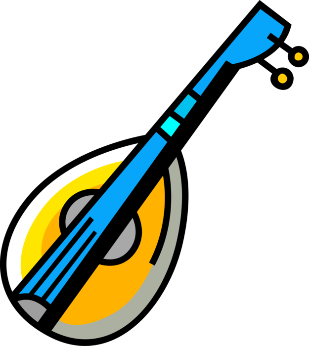 Vector Illustration of Mandolin Stringed Musical Instrument