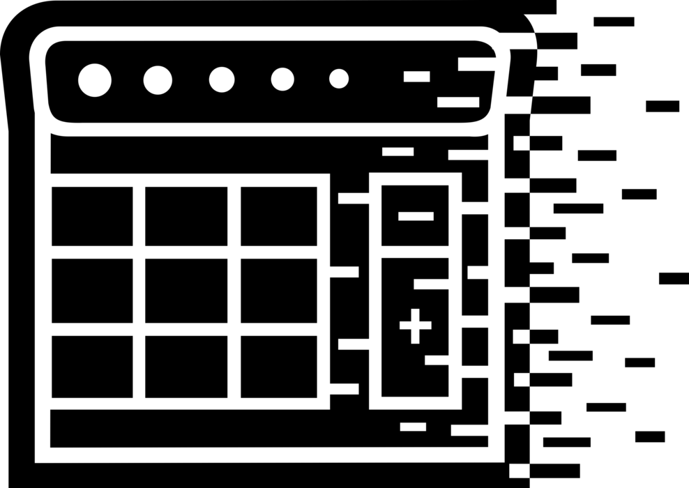 Vector Illustration of Calculator Portable Electronic Device Performs Basic Operations of Mathematics