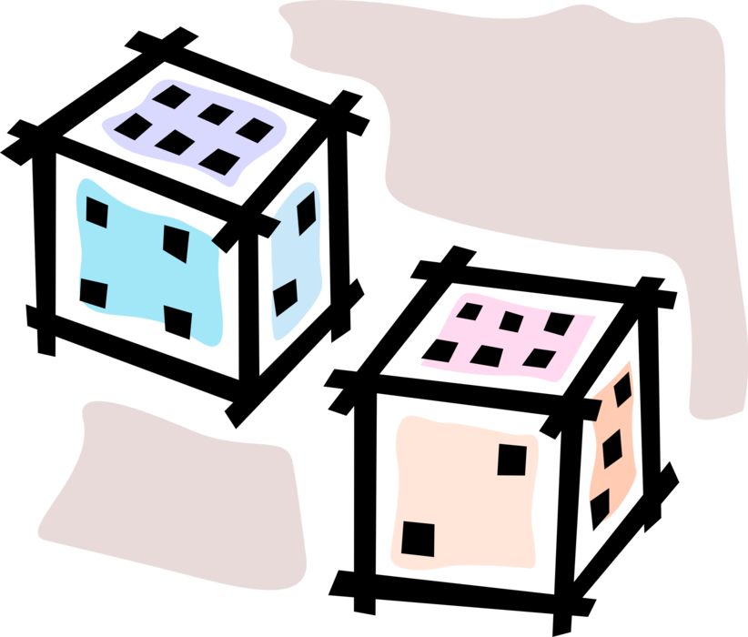 Vector Illustration of Dice used in Pairs in Casino Games of Chance or Gambling