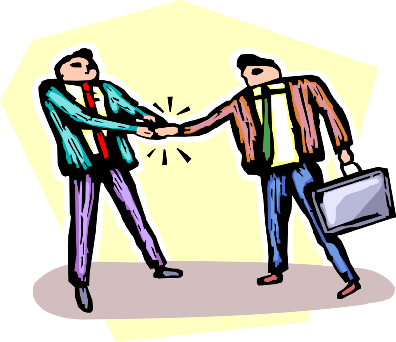 Vector Illustration of Businessmen Shake Hands in Introduction Greeting or Agreement Handshake