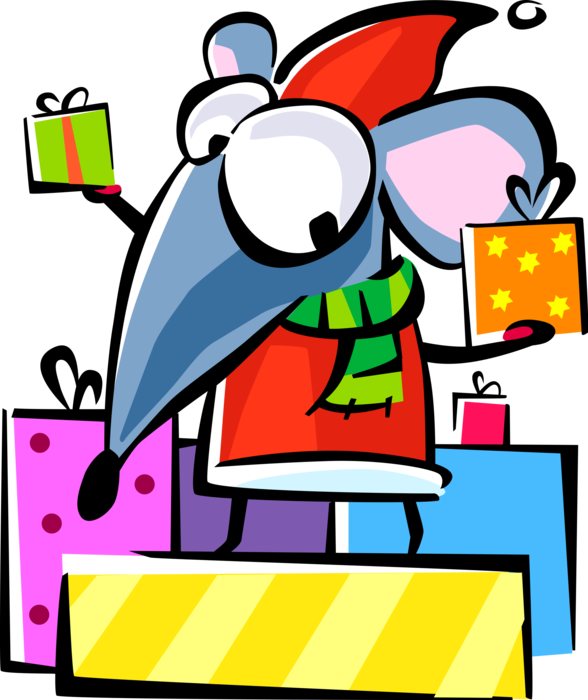 Vector Illustration of Santa's Workshop Helper with Gifts