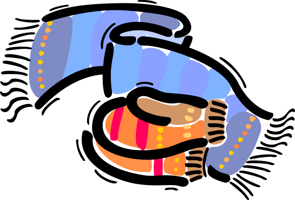 Vector Illustration of Clothing Scarf Provides Warmth in Cold Weather with Mitten Mitts