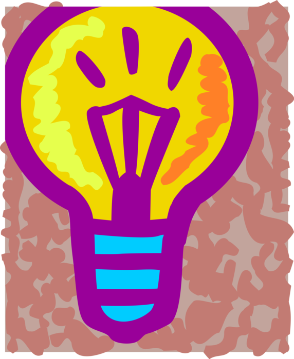 Vector Illustration of Electric Light Bulb Symbol of Invention, Innovation, Inspiration and Good Ideas