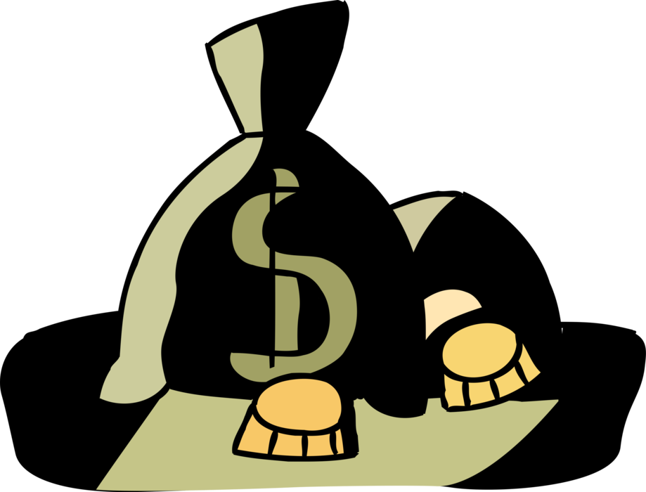 Vector Illustration of Money Bag, Moneybag, or Sack of Money used to Hold and Transport Coins and Banknotes