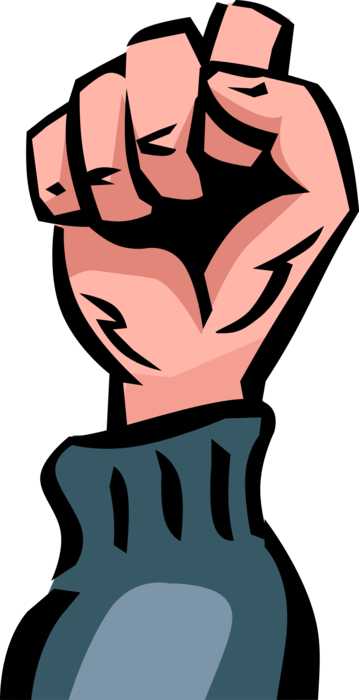 Vector Illustration of Clenched Fist Nonverbal Communication Hand Gesture Indicates Power and Strength