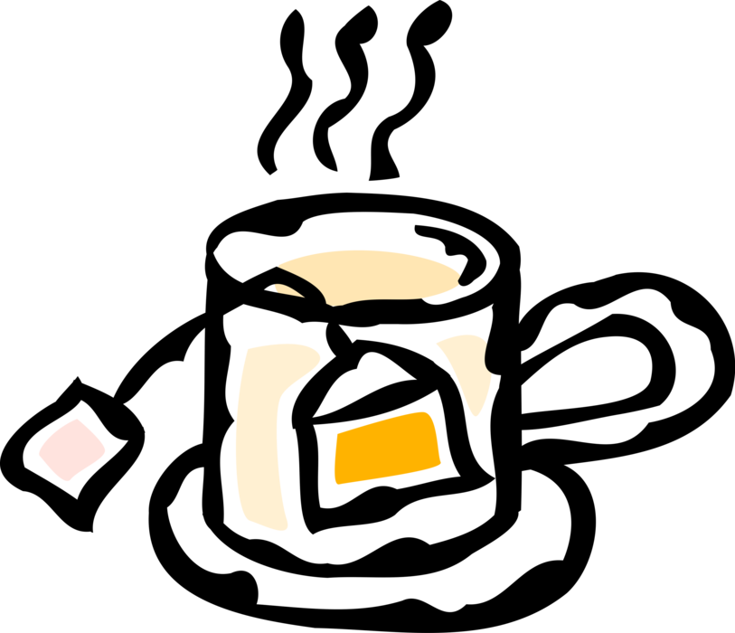 Vector Illustration of Cup of Steeped Tea in Teacup with Tea Bag