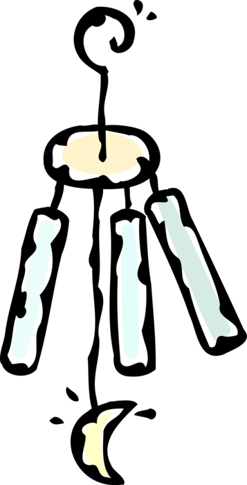 Vector Illustration of Wind Chime Suspended Tubes Blown by the Natural Movement of Air