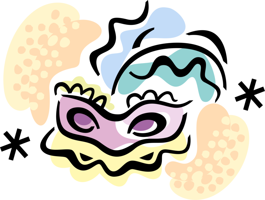 Vector Illustration of New Orleans Mardi Gras, Shrove Tuesday, or Fat Tuesday Masquerade Ball Mask
