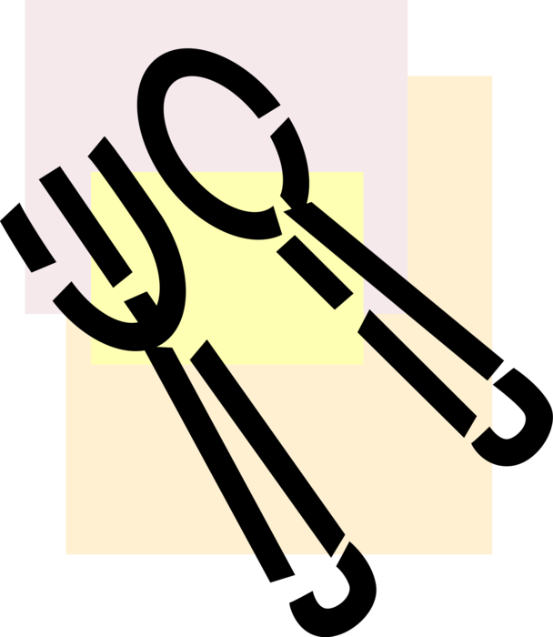 Vector Illustration of Kitchen Kitchenware Utensils Fork and Spoon