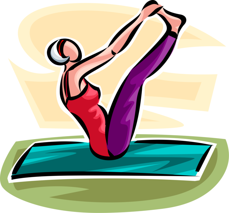 Vector Illustration of Physical Fitness Workout Exercising and Stretching