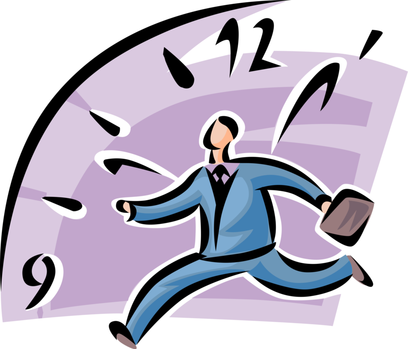 Vector Illustration of Businessman Races Against Time 