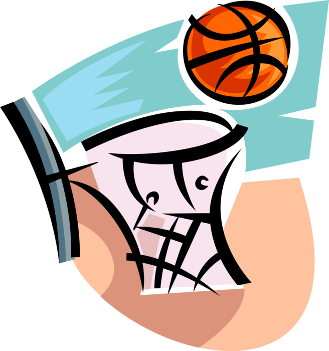 Vector Illustration of Sport of Basketball Hoop Net and Game Sports Ball