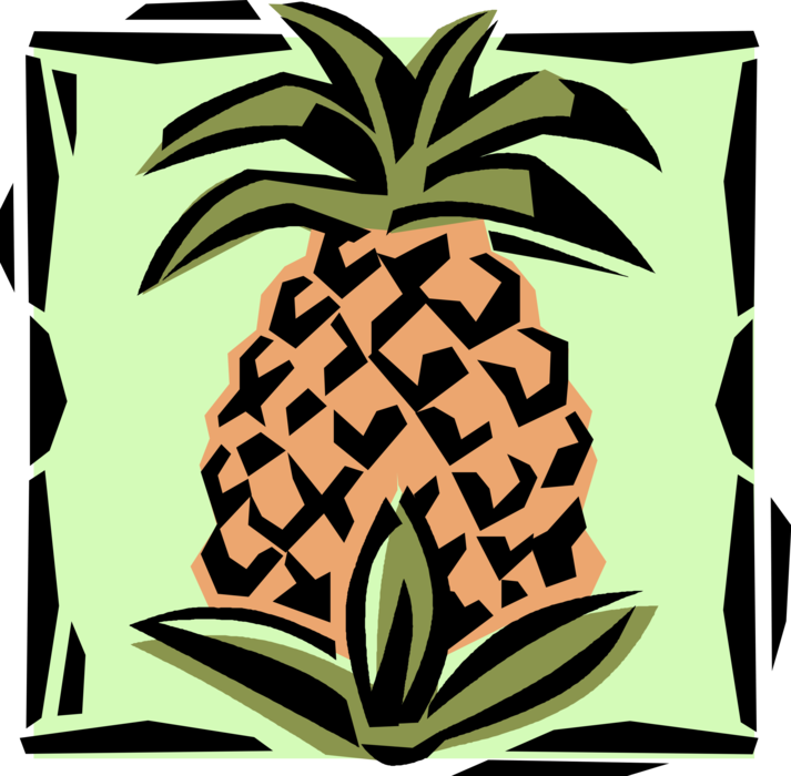 Vector Illustration of Tropical Plant Pineapple Fruit Food