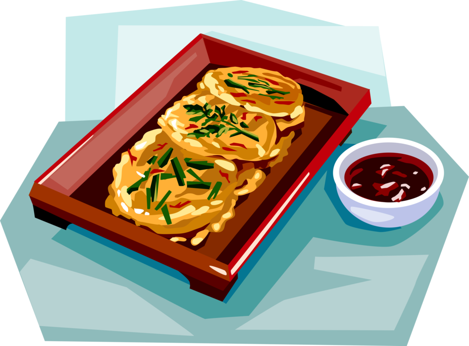 Vector Illustration of Korean Cuisine Fried Cake
