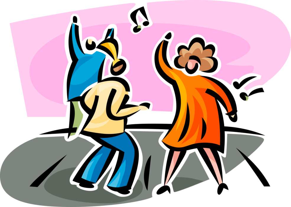 Vector Illustration of Dancers Dancing on Dance Floor to Music