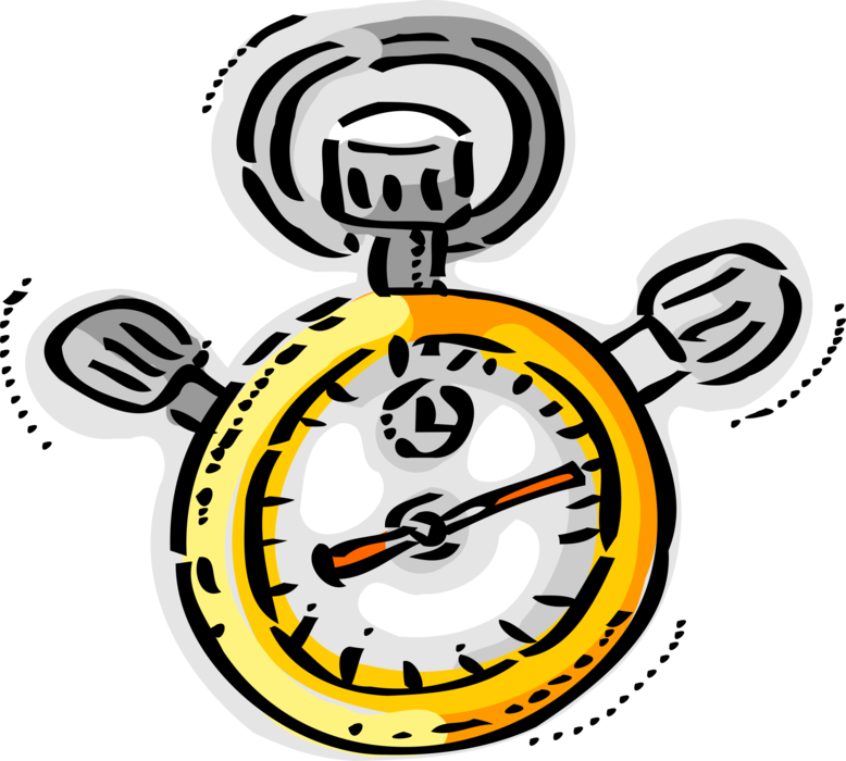 Vector Illustration of Stopwatch Handheld Timepiece Measures Elapsed Time