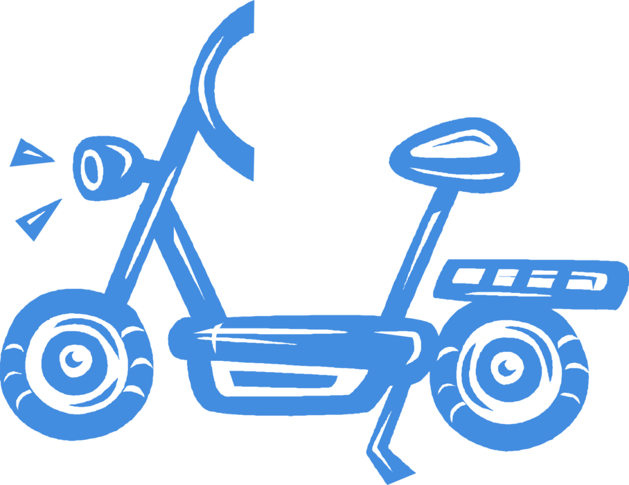 Vector Illustration of Electric Motor Scooter Motorcycle with Step-Through Frame