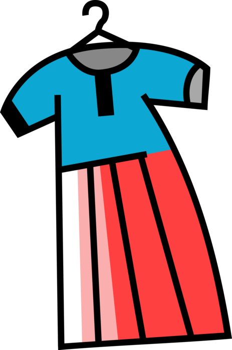 Vector Illustration of Child's Dress Clothing Apparel Garment on Hanger