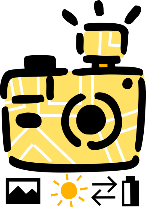 Vector Illustration of Optical Photography Camera Captures Photographic Images