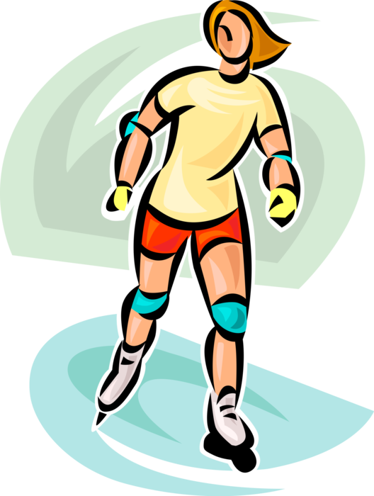 Vector Illustration of Rollerblader Rollerblading Outdoors with Inline Skate Rollerblades