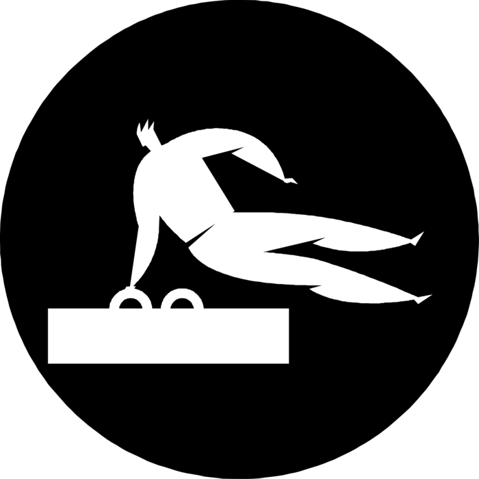 Vector Illustration of Gymnast Performs on Pommel Horse Artistic Gymnastics Apparatus