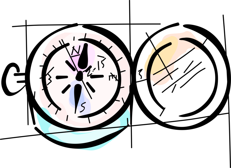 Vector Illustration of Magnetic Compass for Navigation and Finding Direction Points to "Magnetic North"