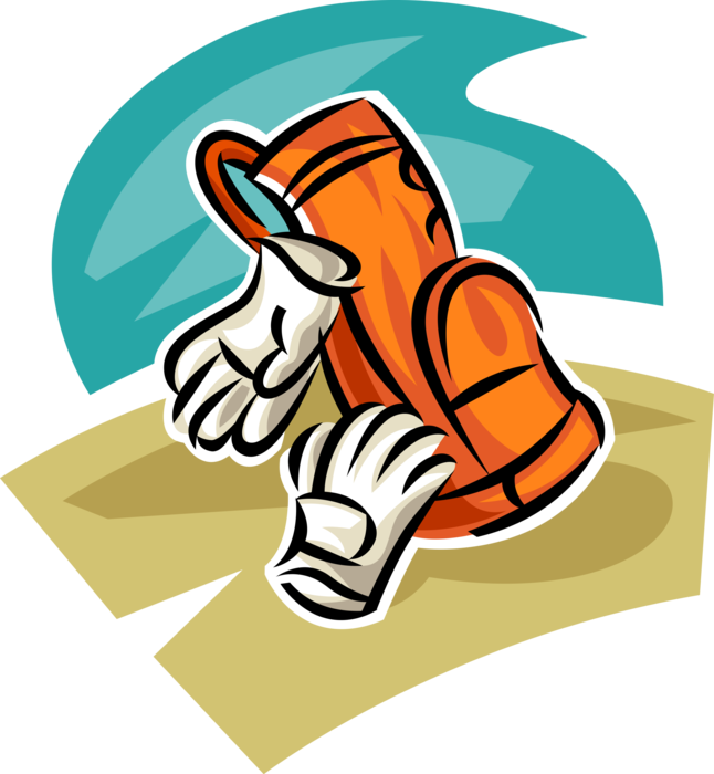Vector Illustration of Leather Golf Bag and Golfing Gloves