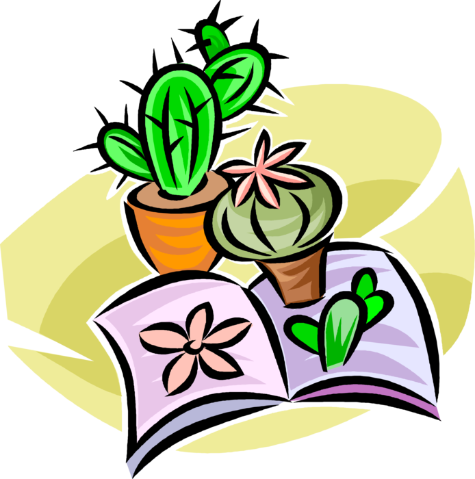 Vector Illustration of Desert Vegetation Succulent Cactus Houseplant Plants