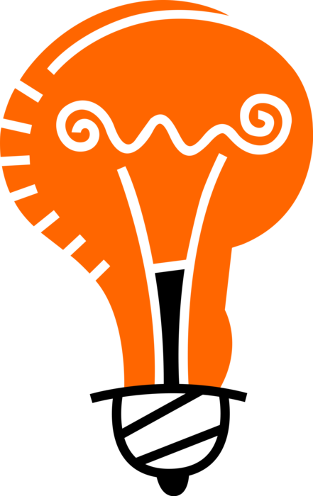 Vector Illustration of Electric Light Bulb Symbol of Invention, Innovation, Inspiration and Good Ideas