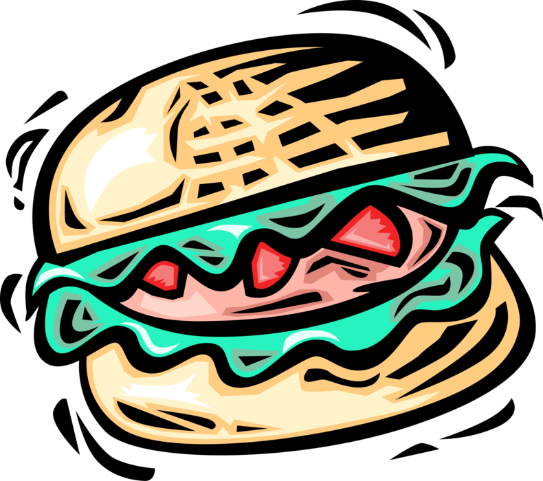 Vector Illustration of Fast Food Hamburger Meal in Bun