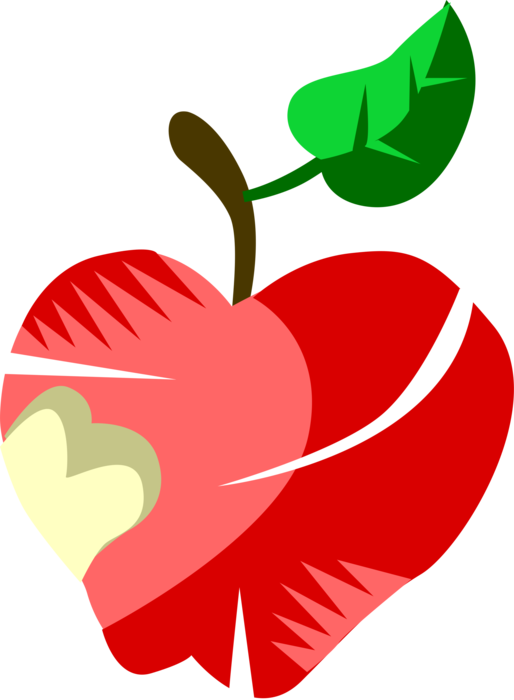 Vector Illustration of Pomaceous Edible Fruit Apple with Bite Removed