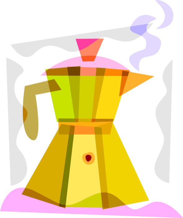 Vector Illustration of Stove-Top Moka Pot Macchinetta Coffee Pot Coffeemaker or Coffee Machine