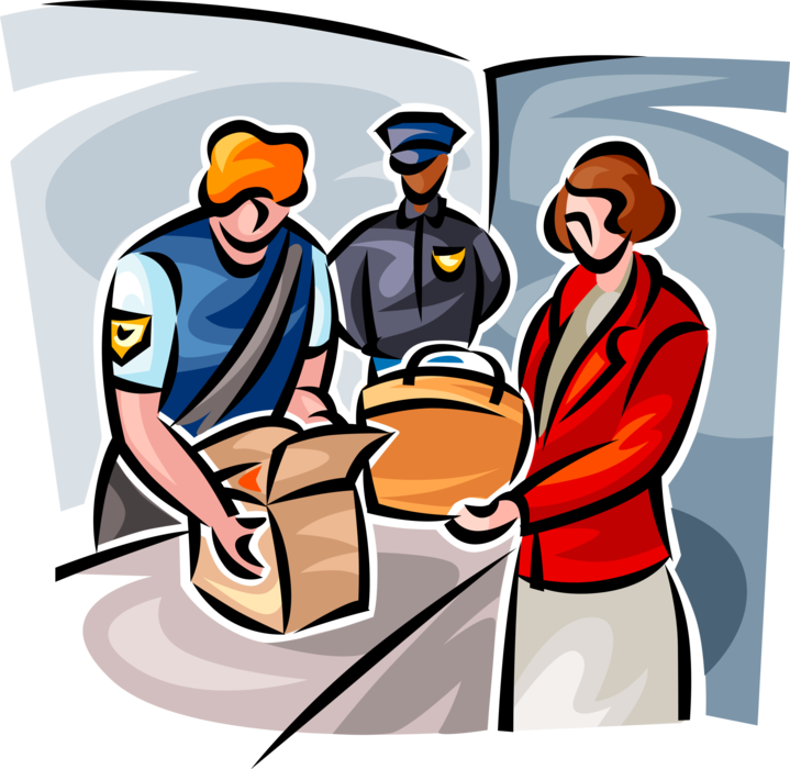 Vector Illustration of Airport Security Checks Passenger Baggage Luggage for Restricted and Prohibited Items