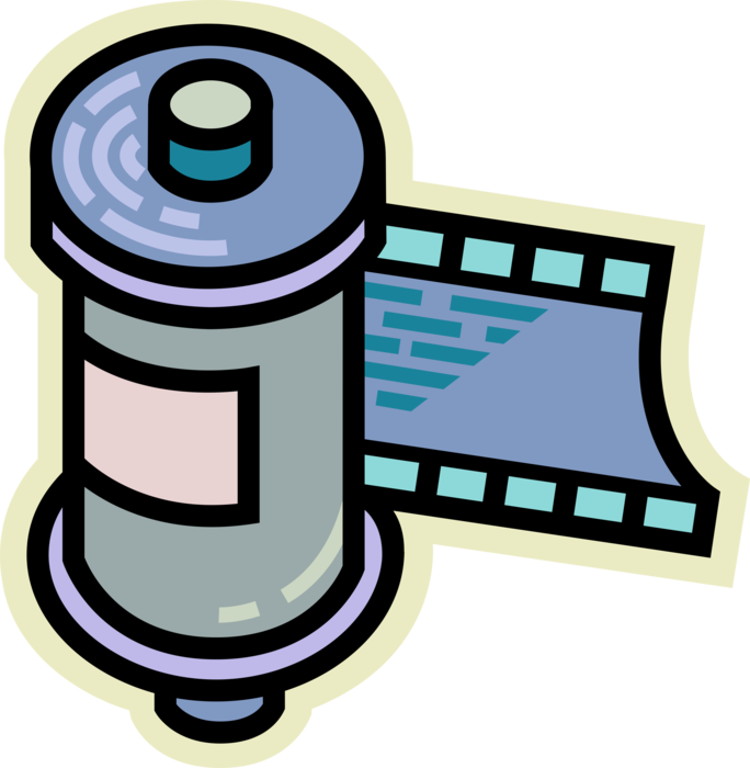 Vector Illustration of 35mm Photography Roll of Camera Film Canister 