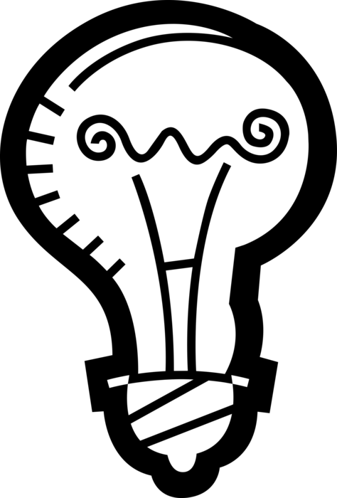 Vector Illustration of Electric Light Bulb Symbol of Invention, Innovation, Inspiration and Good Ideas